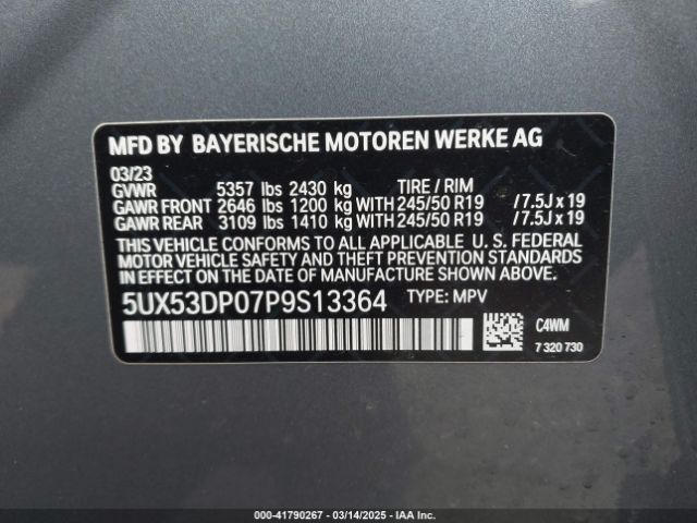 2023 BMW X3 5UX53DP07P9S13364 Photo 8