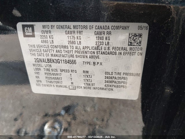 2GNALBEK3G1184566 Chevrolet EQUINOX LS