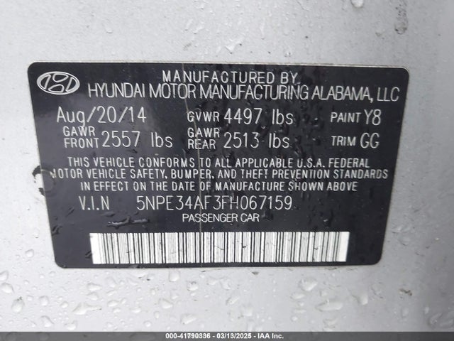 5NPE34AF3FH067159 Hyundai Sonata Sport