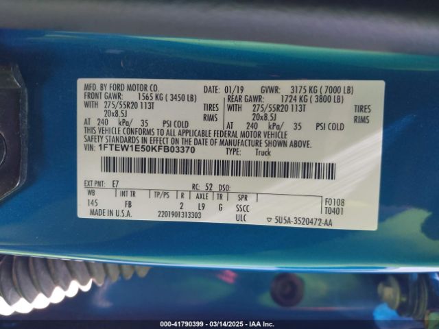 1FTEW1E50KFB03370 Ford F-150 Xlt
