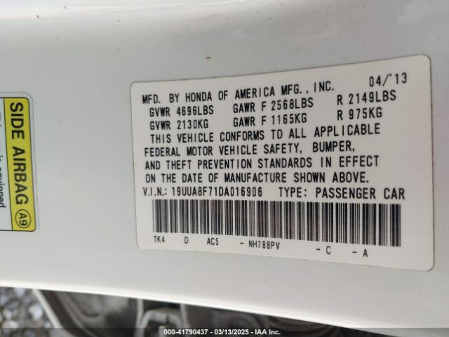 2013 ACURA TL 19UUA8F71DA016906 Photo 8