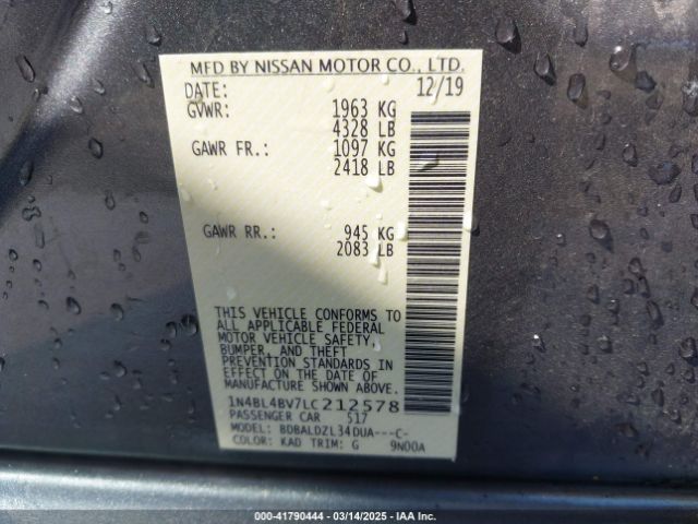 1N4BL4BV7LC212578 Nissan Altima S Fwd