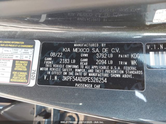 3KPF54ADXPE526254 KIA Forte Gt-line