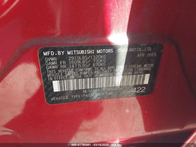 2015 MITSUBISHI MIRAGE ML32A4HJ7FH050174 Photo 8