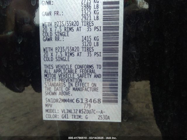 5N1DR2MM4HC613468 Nissan Pathfinder