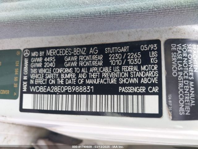 1993 MERCEDES-BENZ 300 WDBEA28E0PB988831 Photo 8