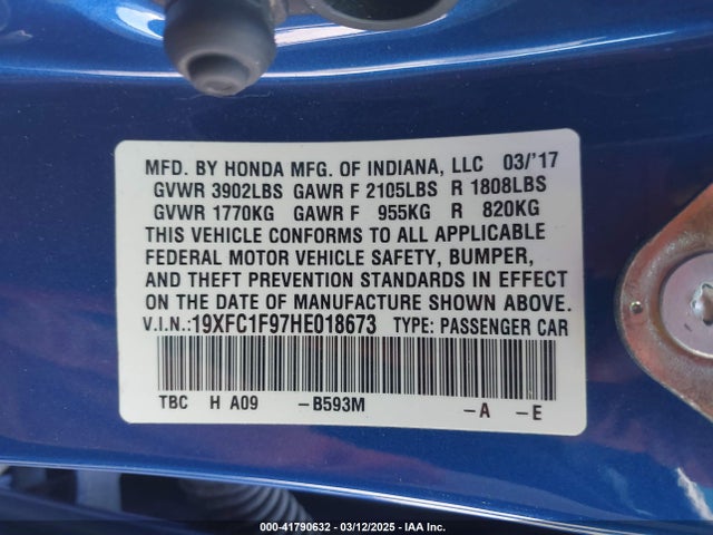 19XFC1F97HE018673 Honda Civic Touring