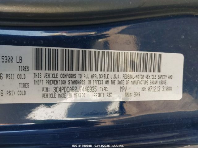 3C4PDCAB2JT446935 Dodge JOURNEY SE