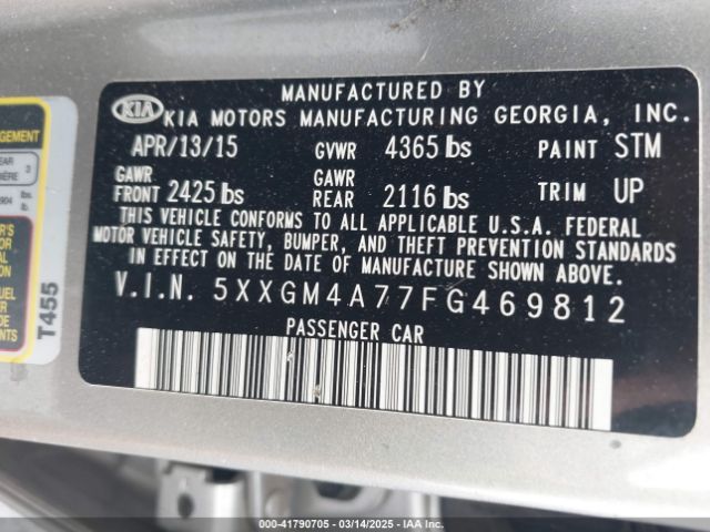 5XXGM4A77FG469812 KIA Optima Lx