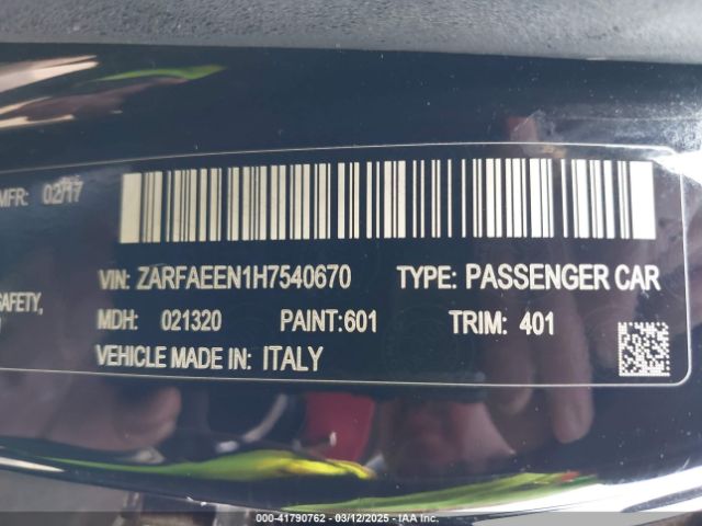 ZARFAEEN1H7540670 Alfa Romeo Giulia Ti Awd