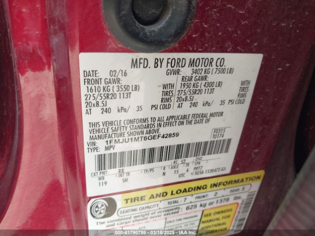 1FMJU1MT6GEF42859 Ford Expedition Platinum