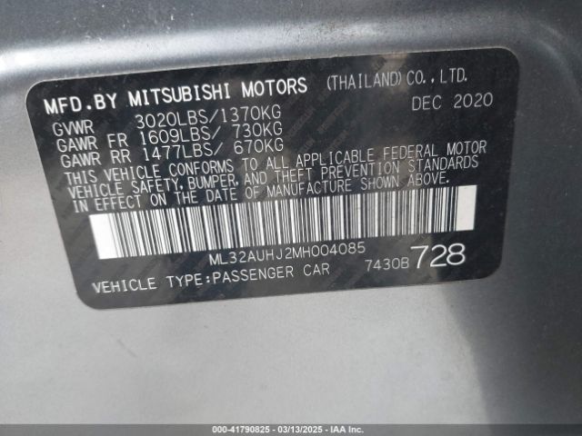 2021 MITSUBISHI MIRAGE ML32AUHJ2MH004085 Photo 8