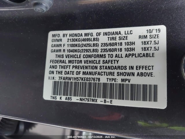 7FARW1H57KE037678 Honda CR-V EX