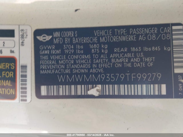 2009 MINI JOHN COOPER WORKS CLUBMAN WMWMM93579TF99279 Photo 8