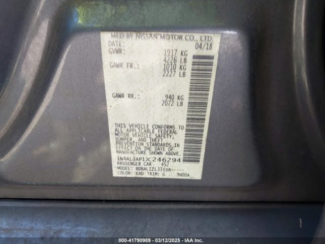 1N4AL3AP1JC246294 Nissan Altima 2.5 Sv