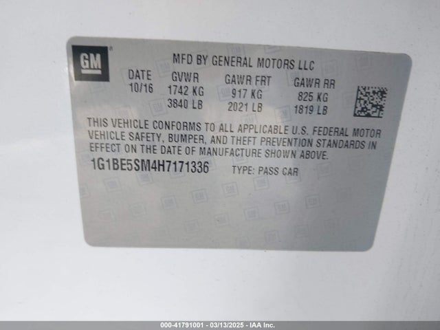 1G1BE5SM4H7171336 Chevrolet Cruze Lt Auto