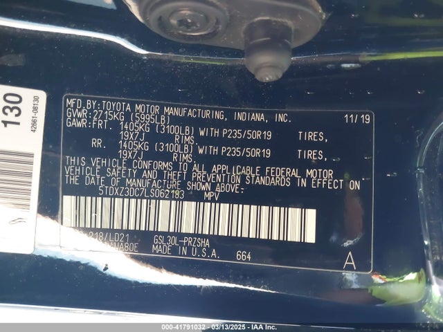 Toyota SIENNA SE 2020 5TDXZ3DC7LS062183 Image 9