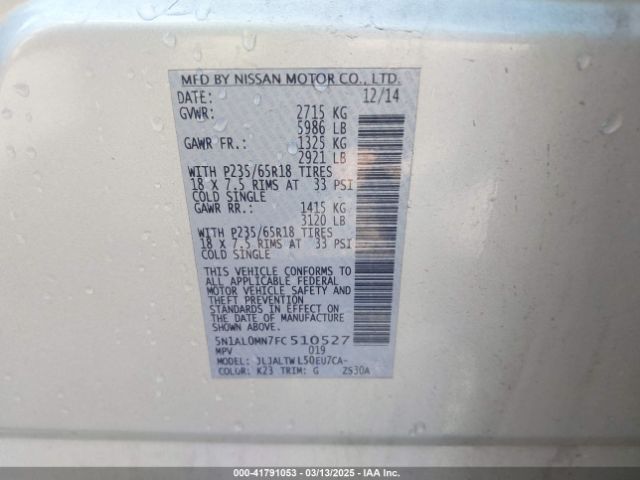5N1AL0MN7FC510527 Infiniti QX60