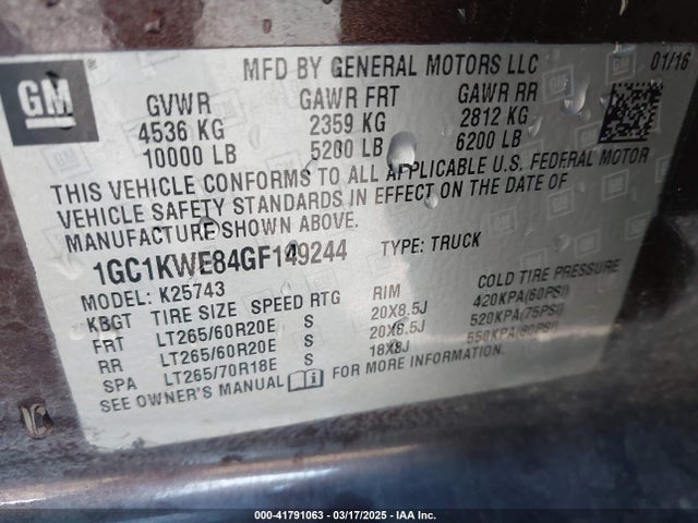1GC1KWE84GF149244 Chevrolet Silverado 2500hd Ltz