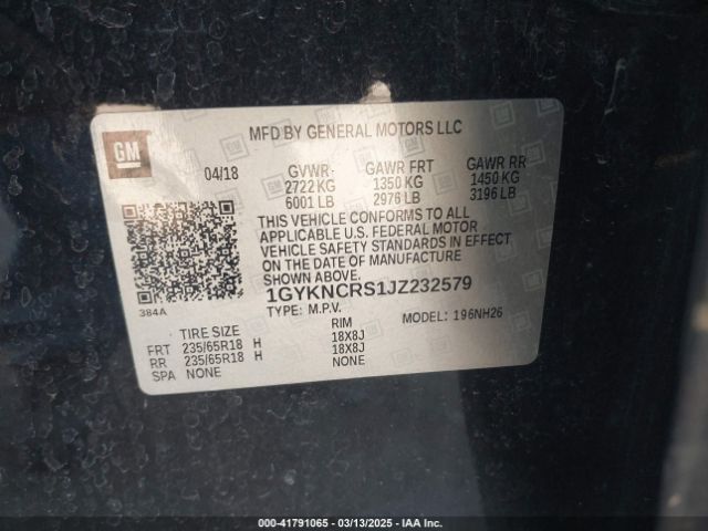 1GYKNCRS1JZ232579 Cadillac XT5 LUXURY