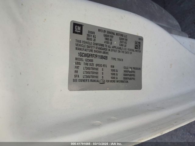 1GCWGFFF7F1108428 Chevrolet Express 2500 Work Van