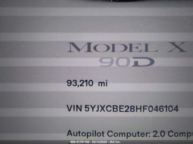 5YJXCBE28HF046104 Tesla Model X 100d/75d/90d