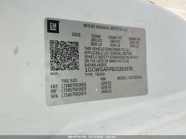 1GCWGAFP8J1253370 Chevrolet Express 2500 Work Van