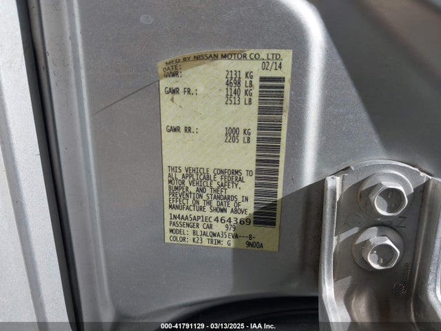 Nissan Maxima 3.5 S/3.5 Sv 2014 1N4AA5AP1EC464369 Image 9