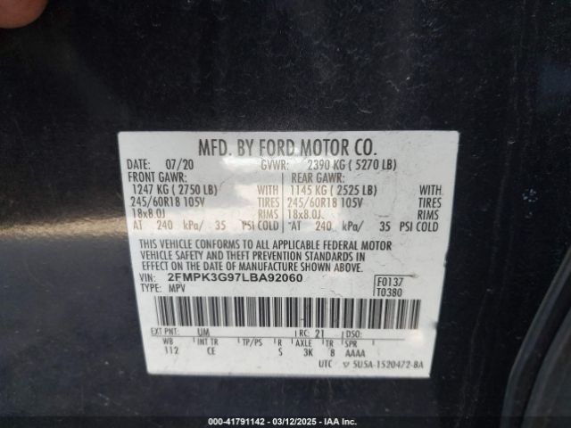 2FMPK3G97LBA92060 Ford EDGE SE