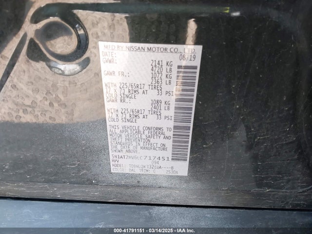 5N1AT2MV6LC717451 Nissan Rogue Sv Intelligent Awd