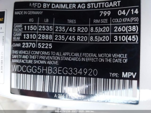WDCGG5HB3EG334920 Mercedes-Benz GLK 350