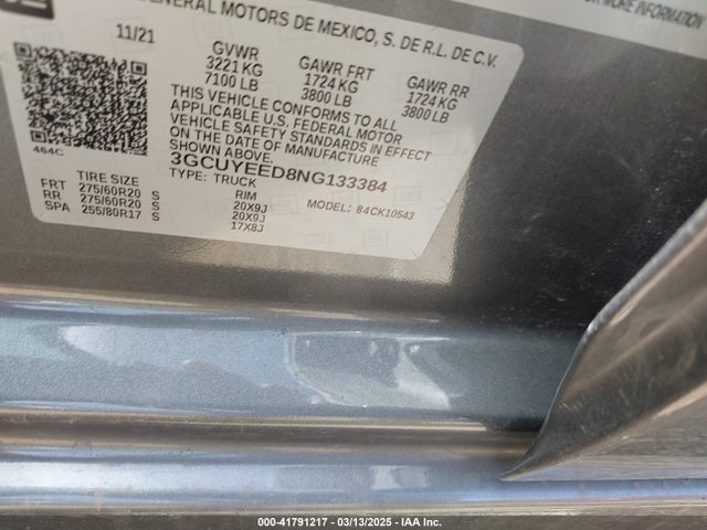 3GCUYEED8NG133384 Chevrolet Silverado 1500 Ltd 4wd  Short Bed Rst