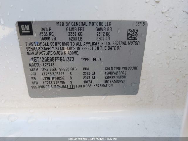 2015 GMC SIERRA 2500HD 1GT120E85FF641373 Photo 8
