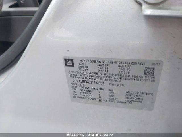 2GNALBEK2H1602357 Chevrolet EQUINOX LS