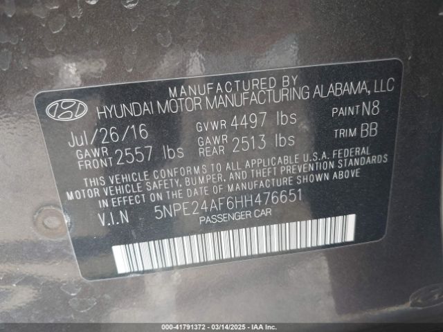 5NPE24AF6HH476651 Hyundai Sonata