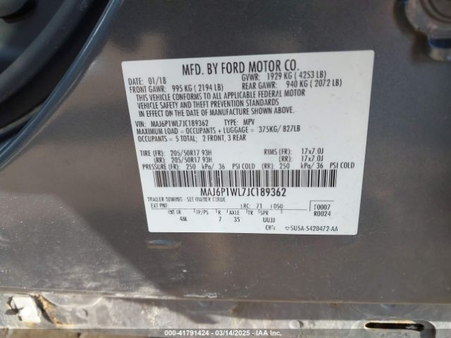 MAJ6P1WL7JC189362 Ford Ecosport Titanium