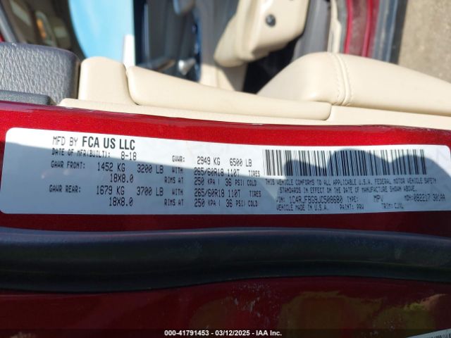 1C4RJFBG9JC508680 Jeep Grand Cherokee Limited 4x4