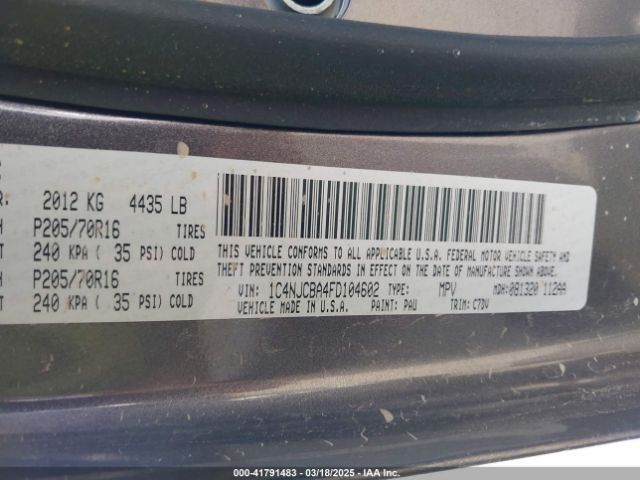 1C4NJCBA4FD104602 Jeep Compass Sport