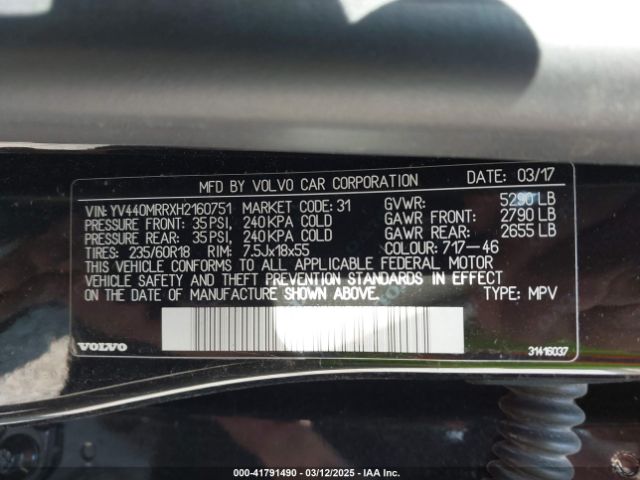 YV440MRRXH2160751 Volvo Xc60 T5 Dynamic