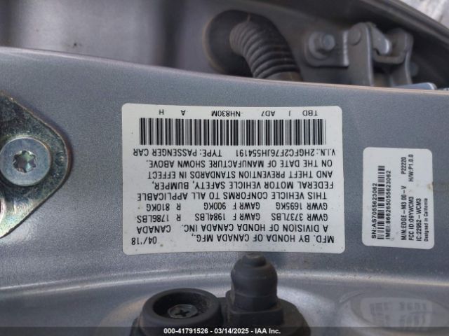2HGFC2F76JH554191 Honda CIVIC EX