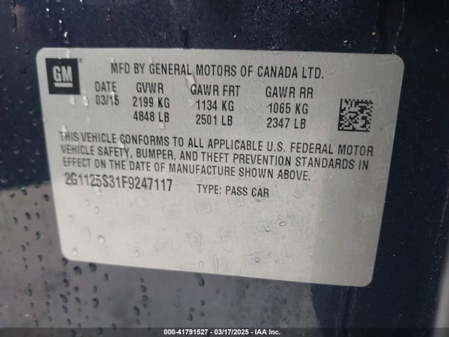 2G1125S31F9247117 Chevrolet Impala 2lt