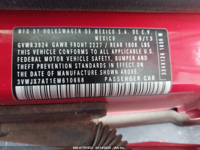 3VWJX7AT1EM610668 Volkswagen Beetle 2.5l