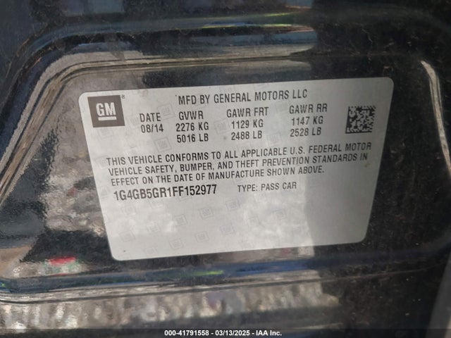 1G4GB5GR1FF152977 Buick Lacrosse Leather