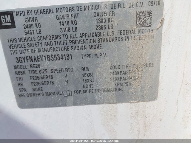 2011 CADILLAC SRX 3GYFNAEY1BS534131 Photo 8