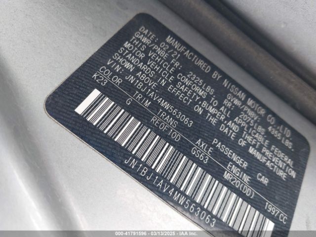 JN1BJ1AV4MW563063 Nissan Rogue Sport S Fwd Xtronic Cvt