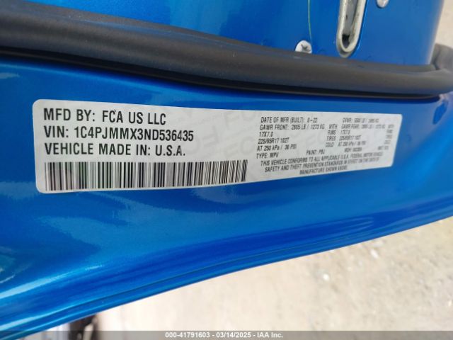 1C4PJMMX3ND536435 Jeep Cherokee Latitude Lux 4x4