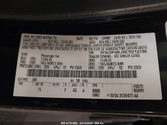 3FADP4BJ9EM212156 Ford FIESTA SE