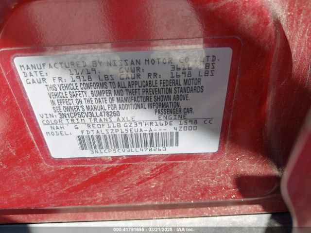 3N1CP5CV3LL478260 Nissan Kicks Sv Xtronic Cvt