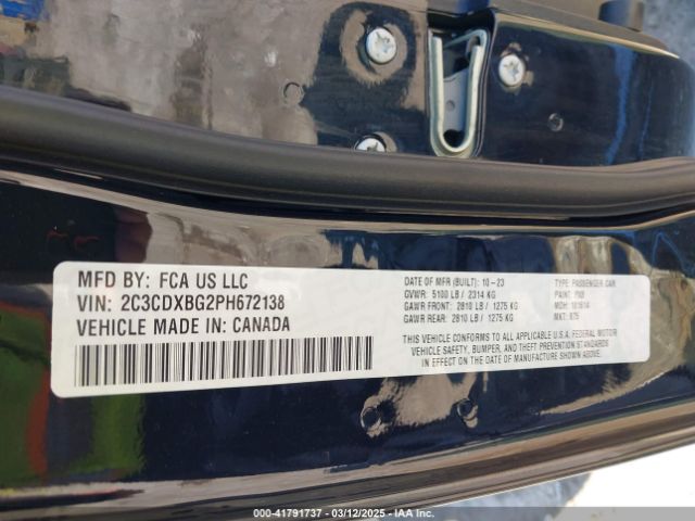 2C3CDXBG2PH672138 Dodge Charger Sxt