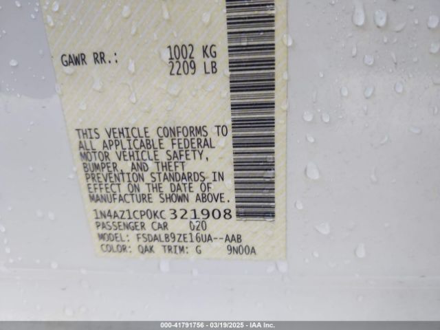 1N4AZ1CP0KC321908 Nissan LEAF S